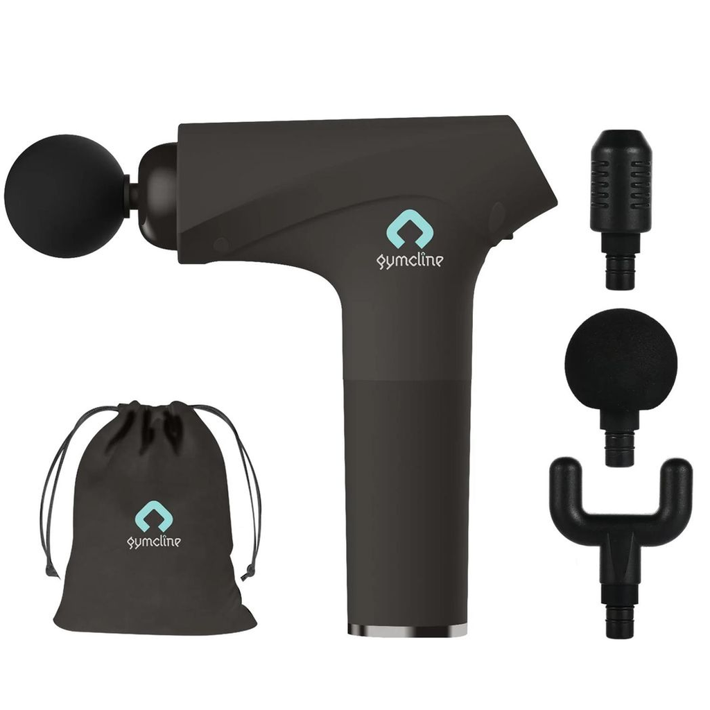 Gymcline Compact Massage Gun with 1500mAh Battery, 3 Speed Modes – Grey HTML