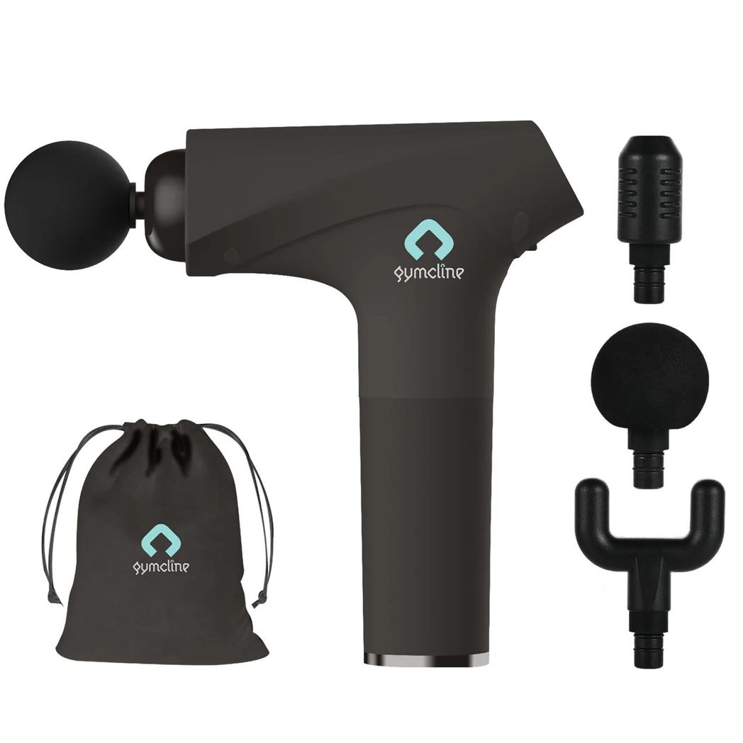 Gymcline Compact Massage Gun with 1500mAh Battery, 3 Speed Modes – Grey HTML