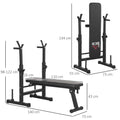 HOMCOM Adjustable Weight Bench with Barbell Rack & Dip Station, Black (8-Pos)