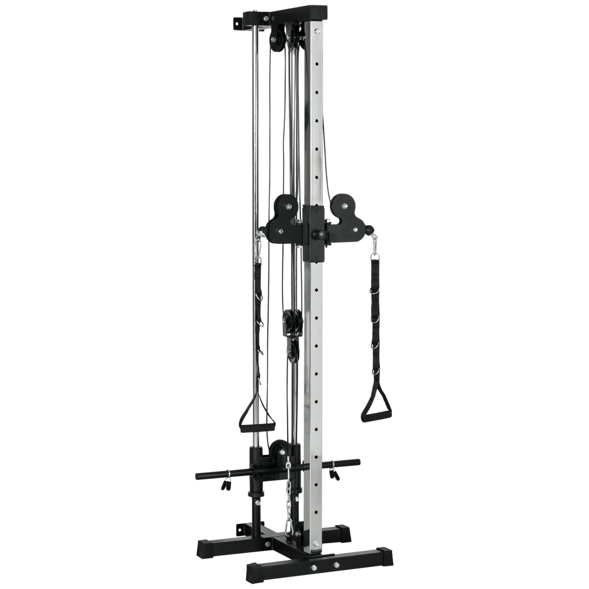 SPORTNOW Wall Mount Cable Station, 15-Position Dual Pulleys, Steel Black