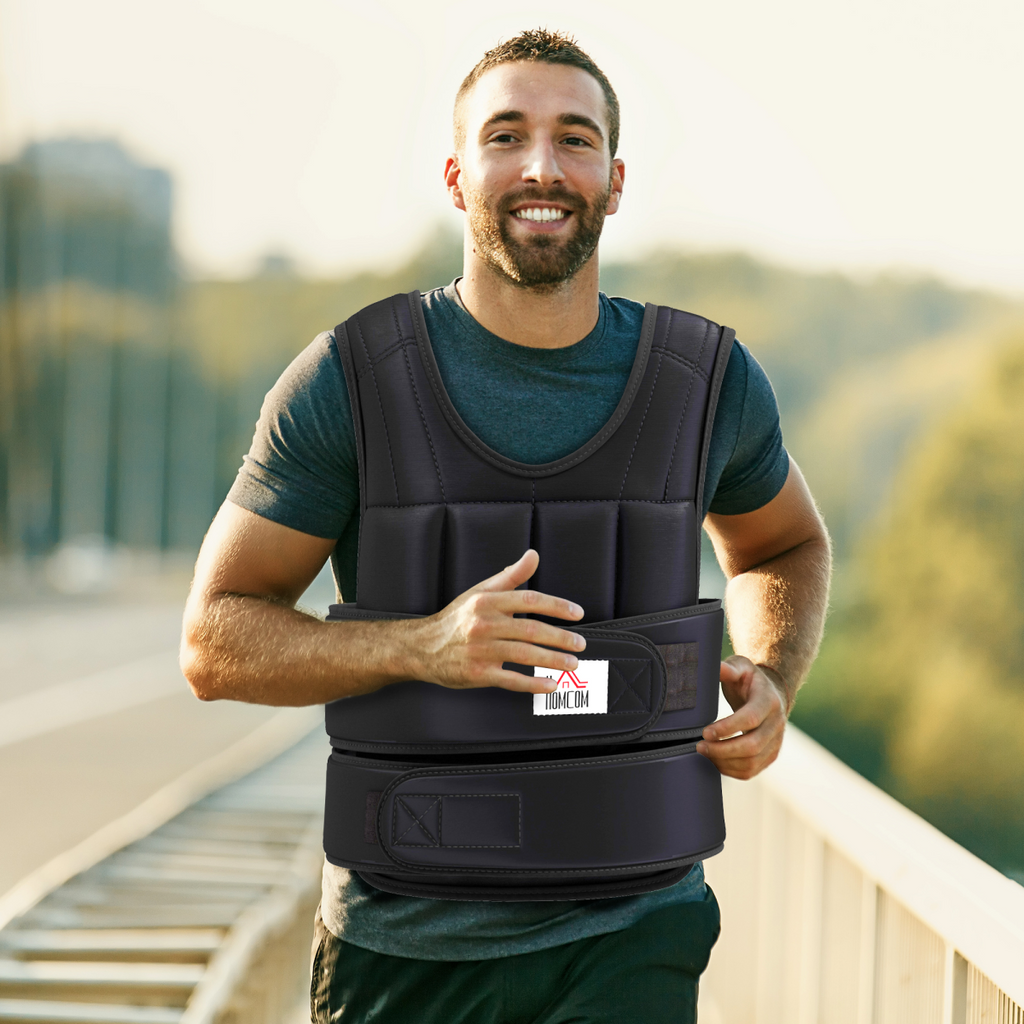 15KGS Adjustable Weight Vest Running Gym Training Weight Loss, Black HOMCOM