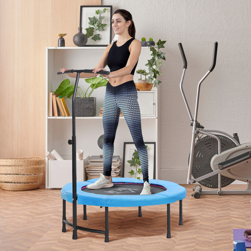 40'' Kids Mini Trampoline, Adult Rebounder Jumper w/ Handle Fitness HOMCOM