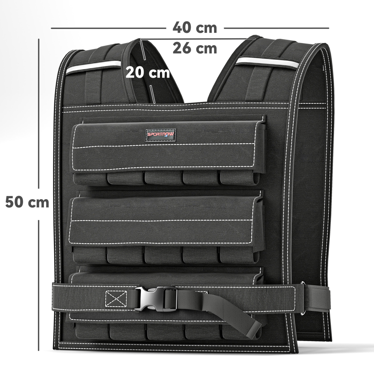 30KG Adjustable Weighted Vest w/30 Removable Metal Weight Bags, Black