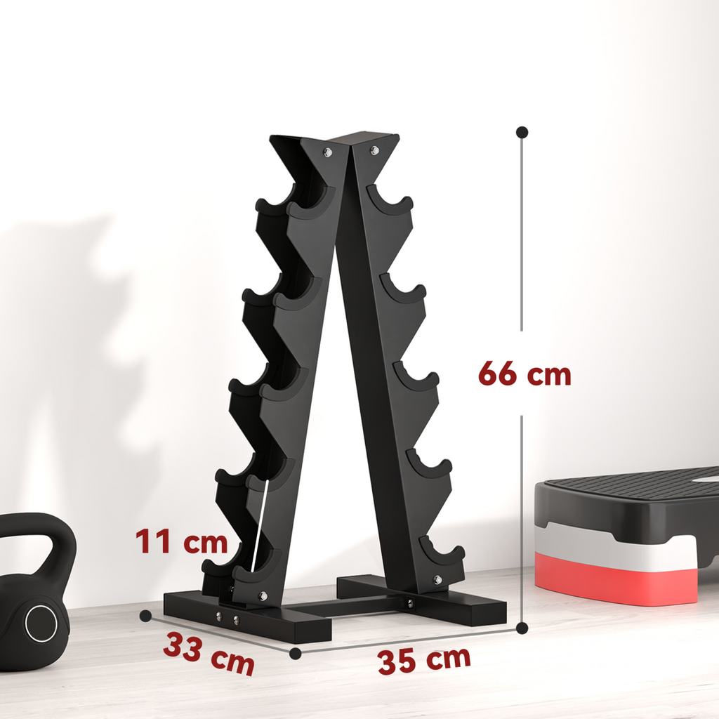 SPORTNOW Five-Tier Weight Tree, Steel Dumbbell Rack for Home Gym Exercise