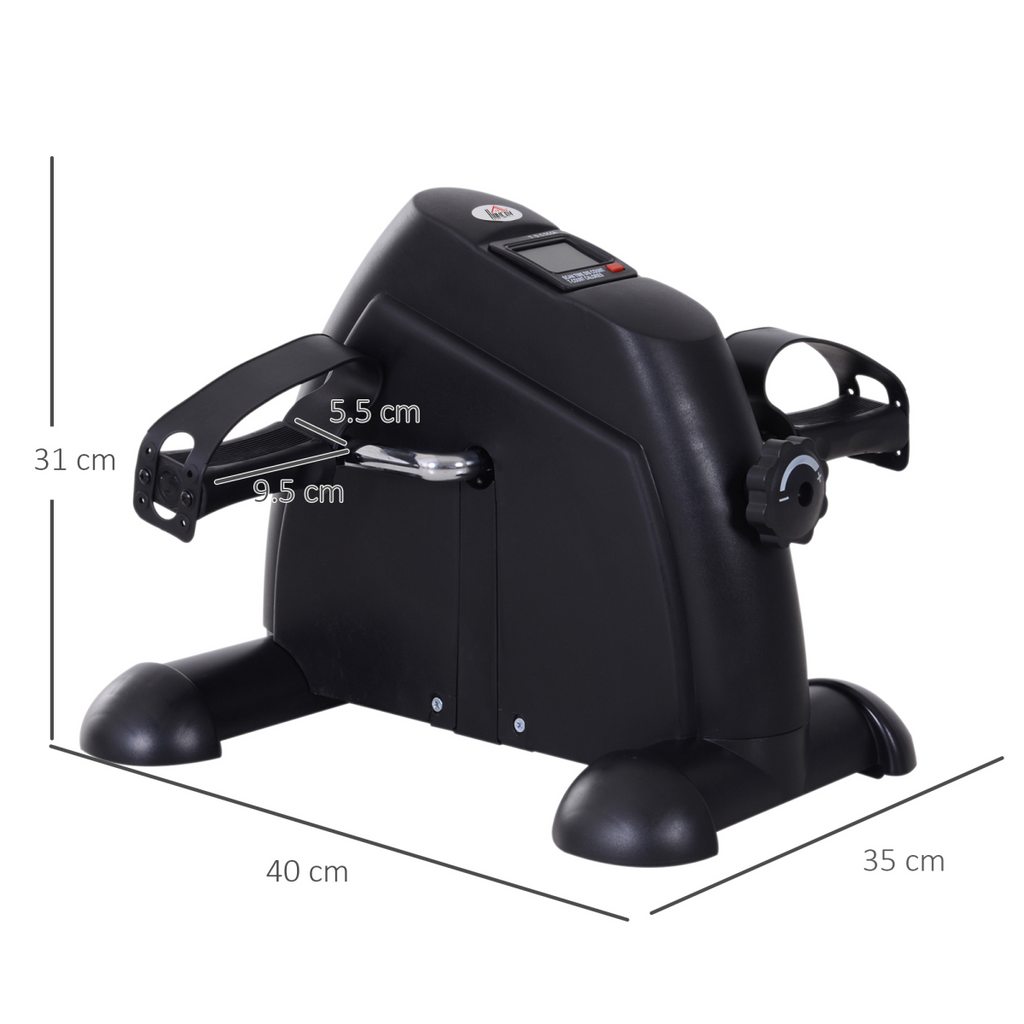 HOMCOM Mini Portable Exercise Bike – Manual Pedal Machine with LCD Monitor, Black