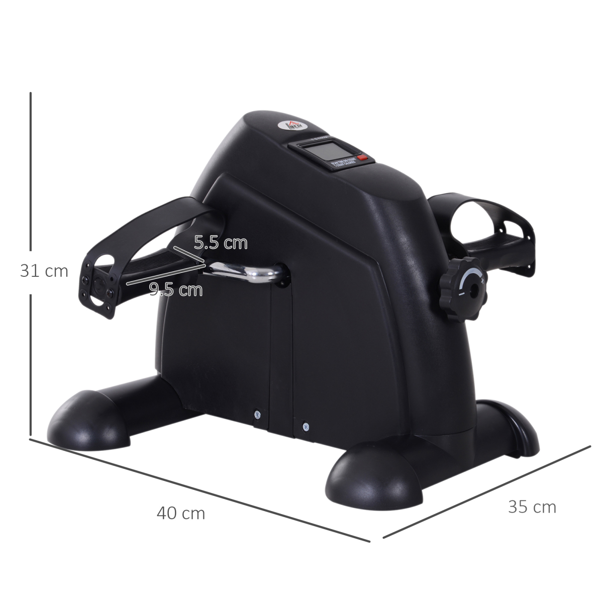 HOMCOM Mini Portable Exercise Bike – Manual Pedal Machine with LCD Monitor, Black