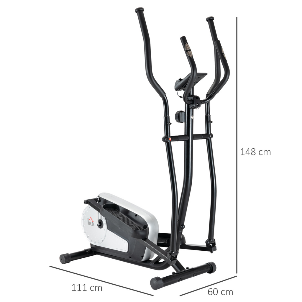 HOMCOM Elliptical Cross Trainer w/ Adjustable Resistance, LCD Monitor & Wheels (Black)