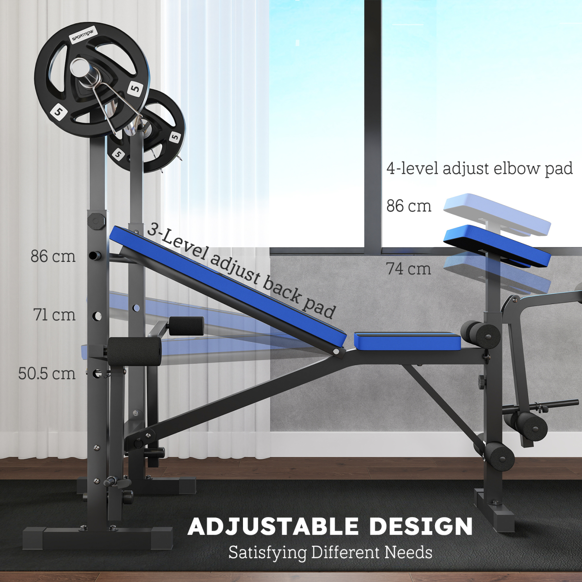 HOMCOM Multi-Function Adjustable Weight Training Bench Gym Fitness Lifting
