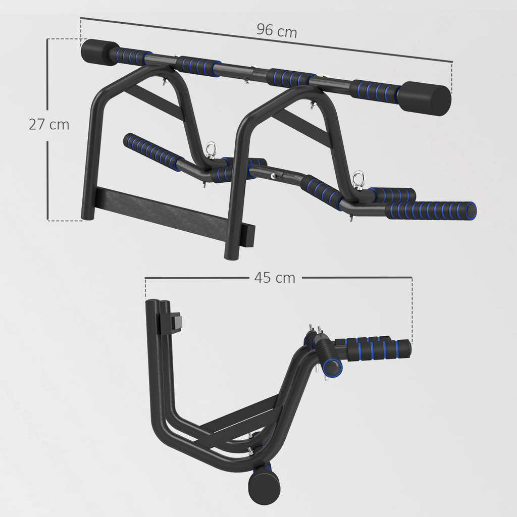 SPORTNOW Multi-Grip Pull Up Bar Chin Up Doorway Trainer, Non-Slip EVA, 150kg