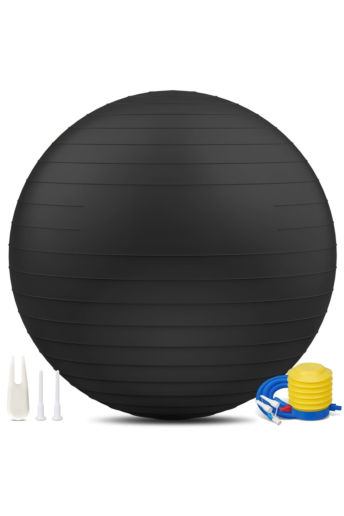 Heavy-Duty Explosion-Proof Yoga Ball with Air Plug and Pump(Black)-0