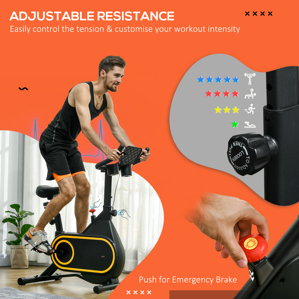 SPORTNOW Stationary Exercise Bike with LCD, 8 Levels, Adjustable Seat & Handlebar, Black