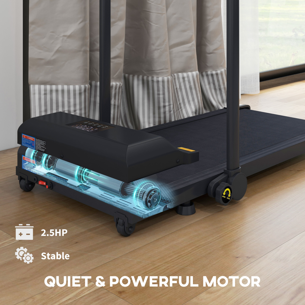 HOMCOM 2.5HP Folding Treadmill Walking Pad, Remote, 1–10KM/H, Black