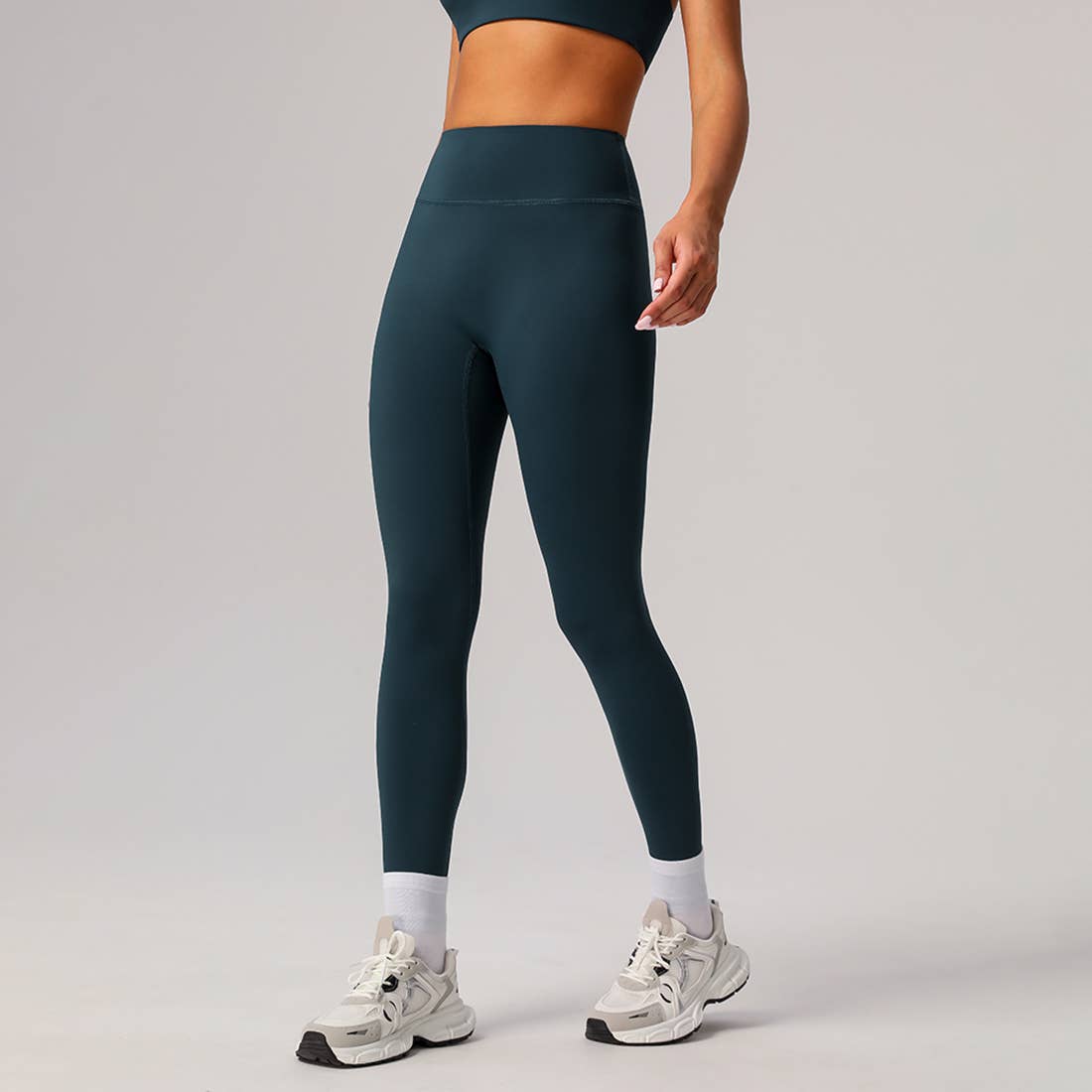 Women’s Seamless-Front Classic Sport Leggings – Navy-0