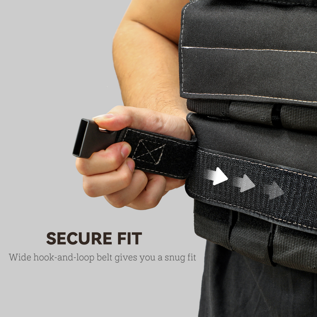 30KG Adjustable Weighted Vest w/30 Removable Metal Weight Bags, Black