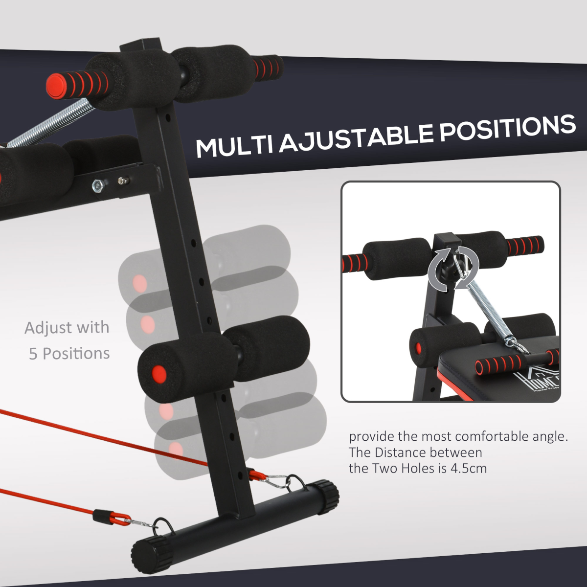 Foldable Sit Up Bench Core Workout for Home Gym Black HOMCOM