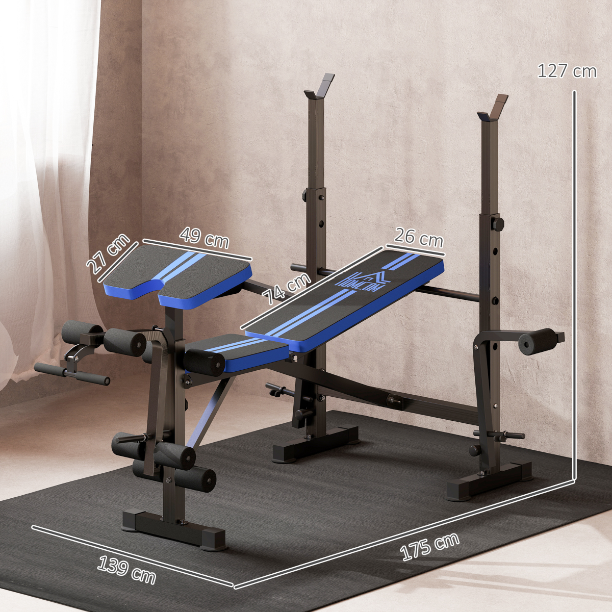 HOMCOM Multi-Function Adjustable Weight Training Bench Gym Fitness Lifting