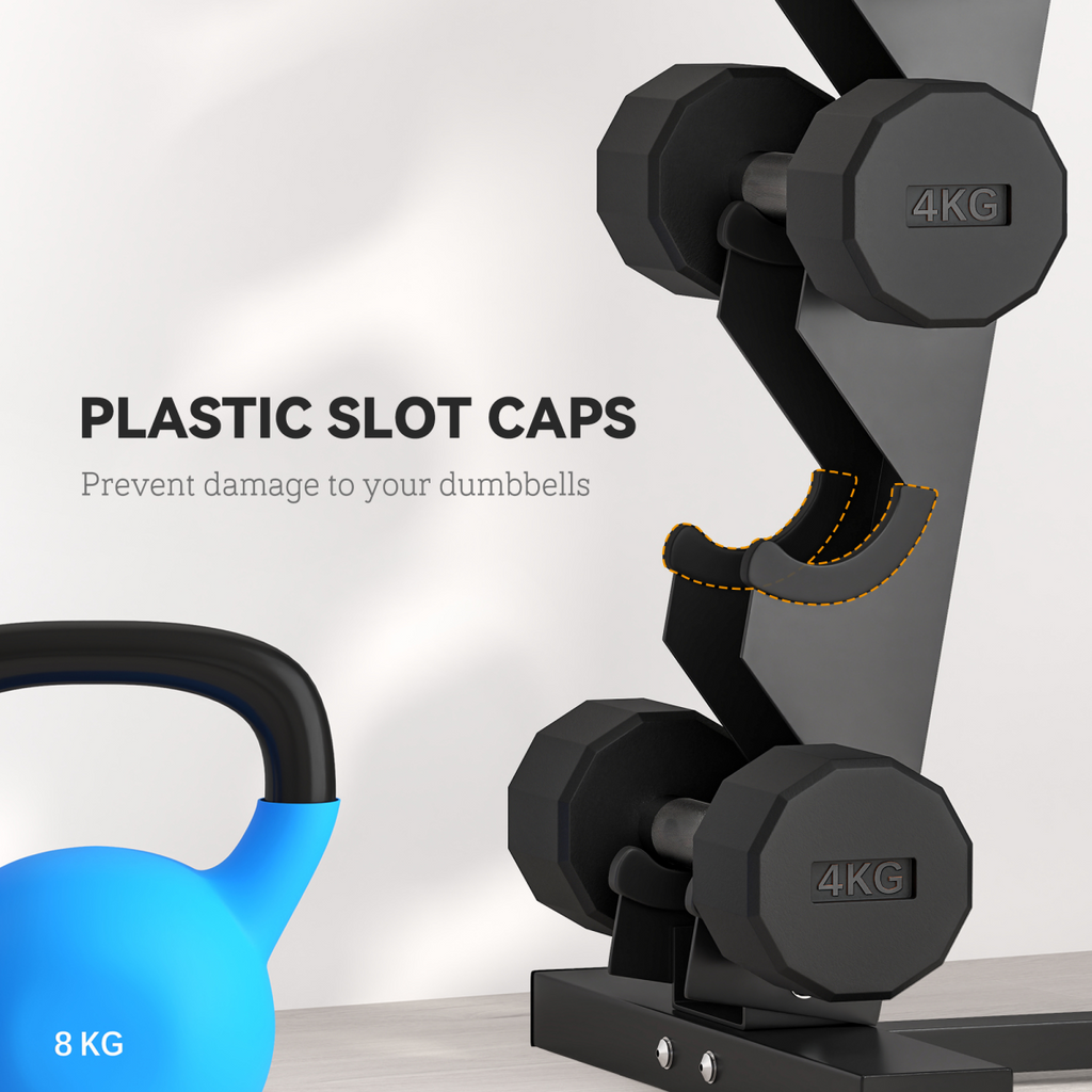SPORTNOW Five-Tier Weight Tree, Steel Dumbbell Rack for Home Gym Exercise