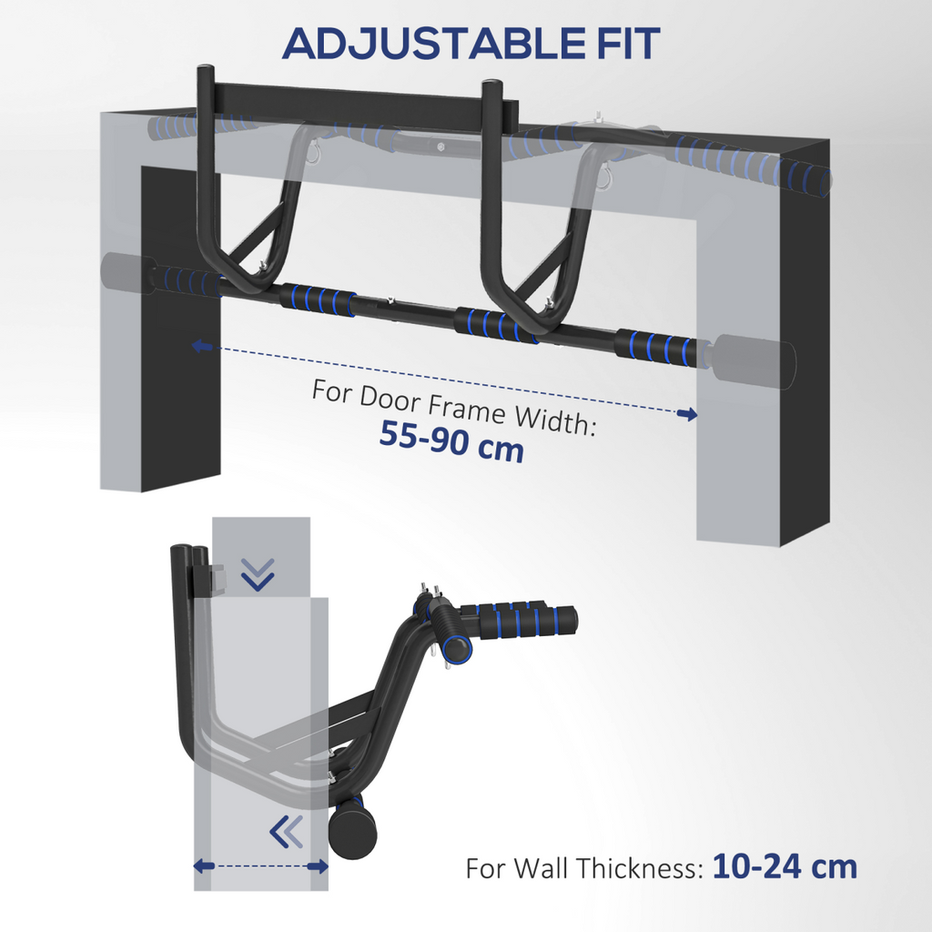 SPORTNOW Multi-Grip Pull Up Bar Chin Up Doorway Trainer, Non-Slip EVA, 150kg