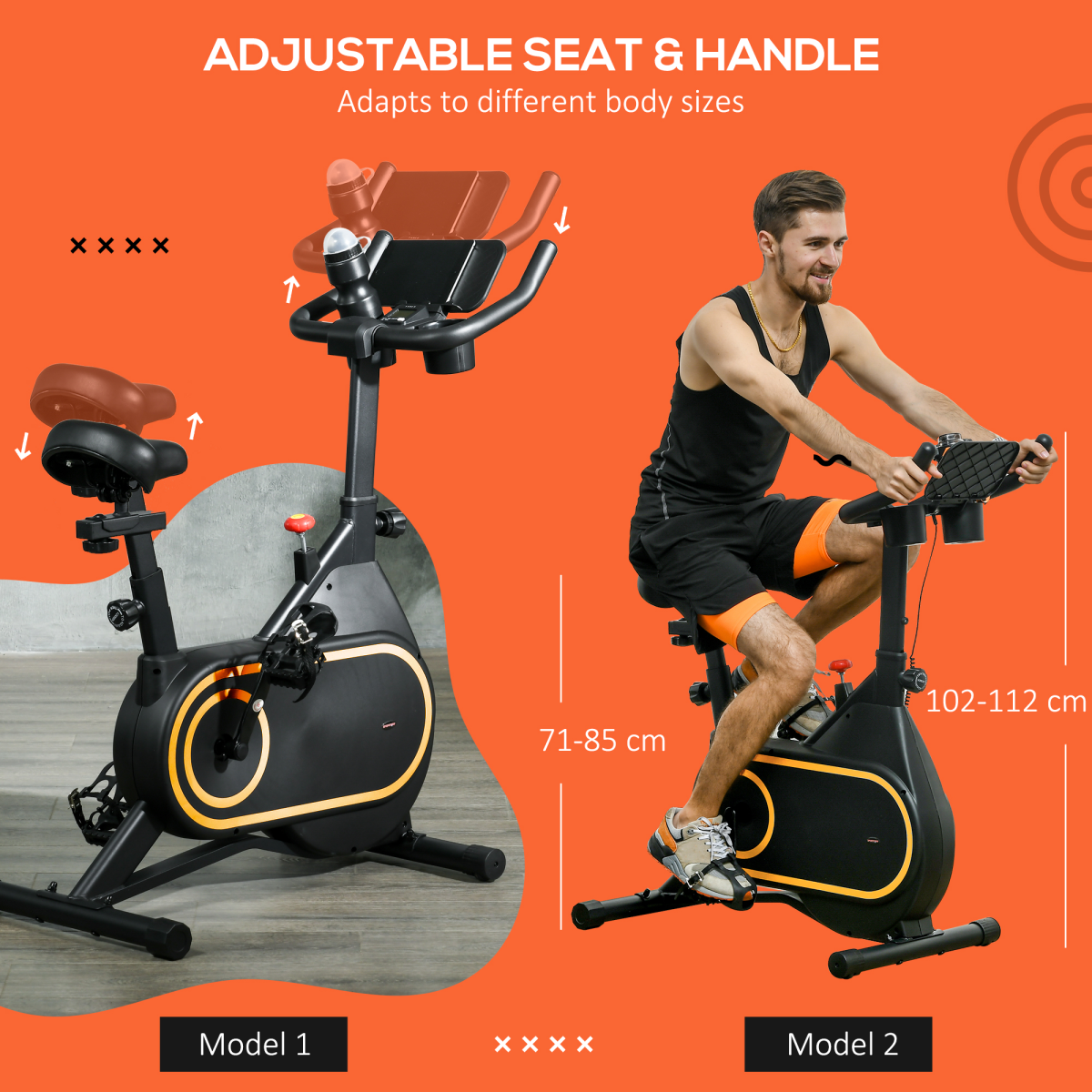 SPORTNOW Stationary Exercise Bike with LCD, 8 Levels, Adjustable Seat & Handlebar, Black