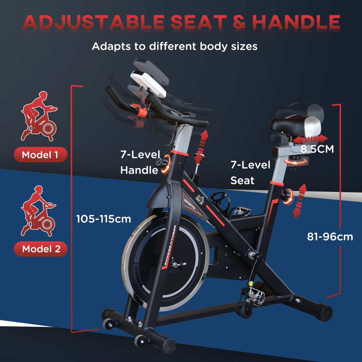 HOMCOM 8kg Flywheel Racing Exercise Bike—Adjustable Resistance, LCD</h2>
```