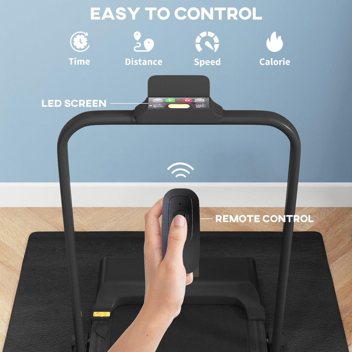 HOMCOM 2.5HP Folding Treadmill Walking Pad, Remote, 1–10KM/H, Black