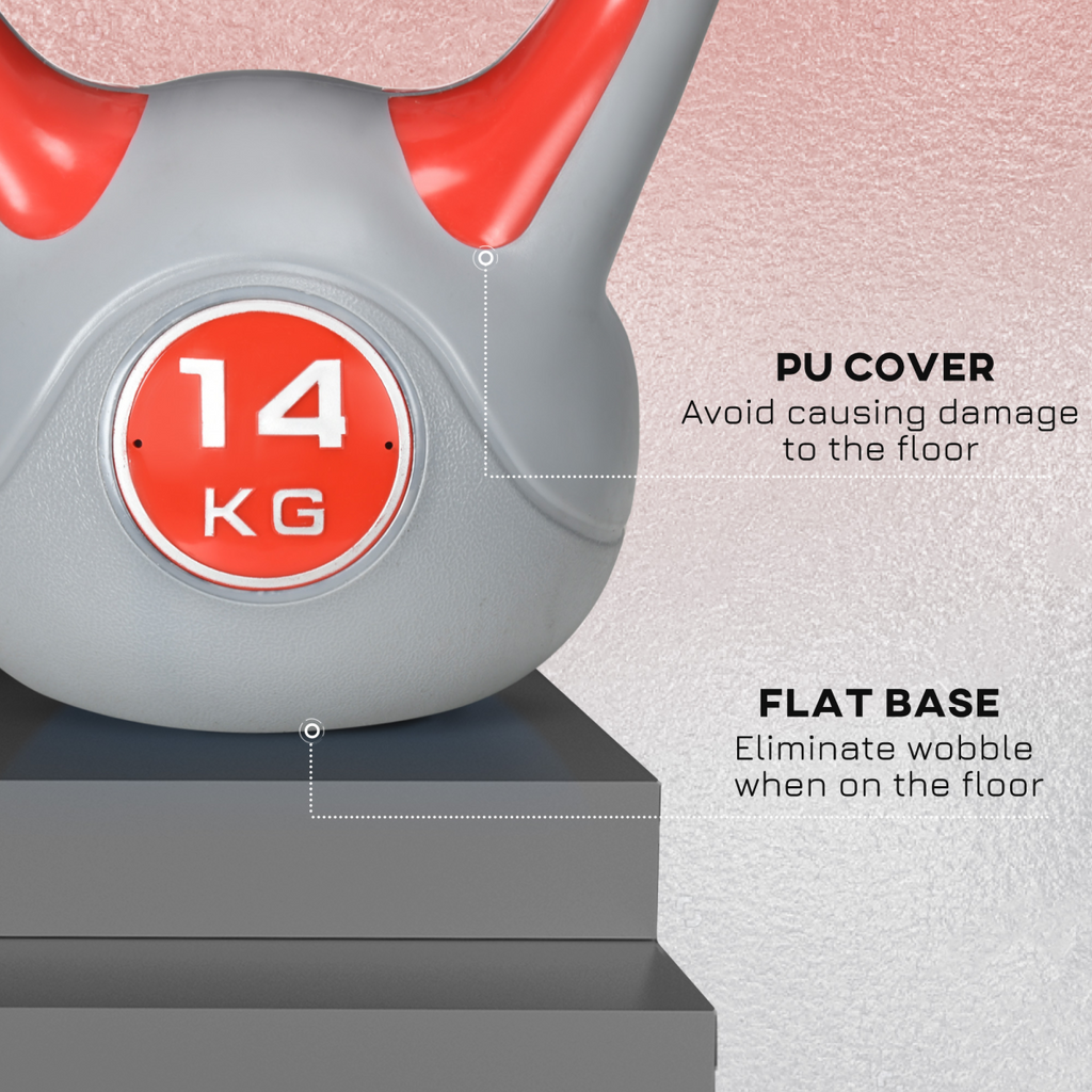 SPORTNOW 14kg Kettle Bell with Handle for Home Gym, Red and Grey