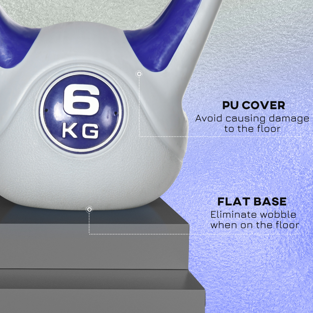 SPORTNOW 6kg Kettle Bell with Handle for Home Gym, Purple and Grey
