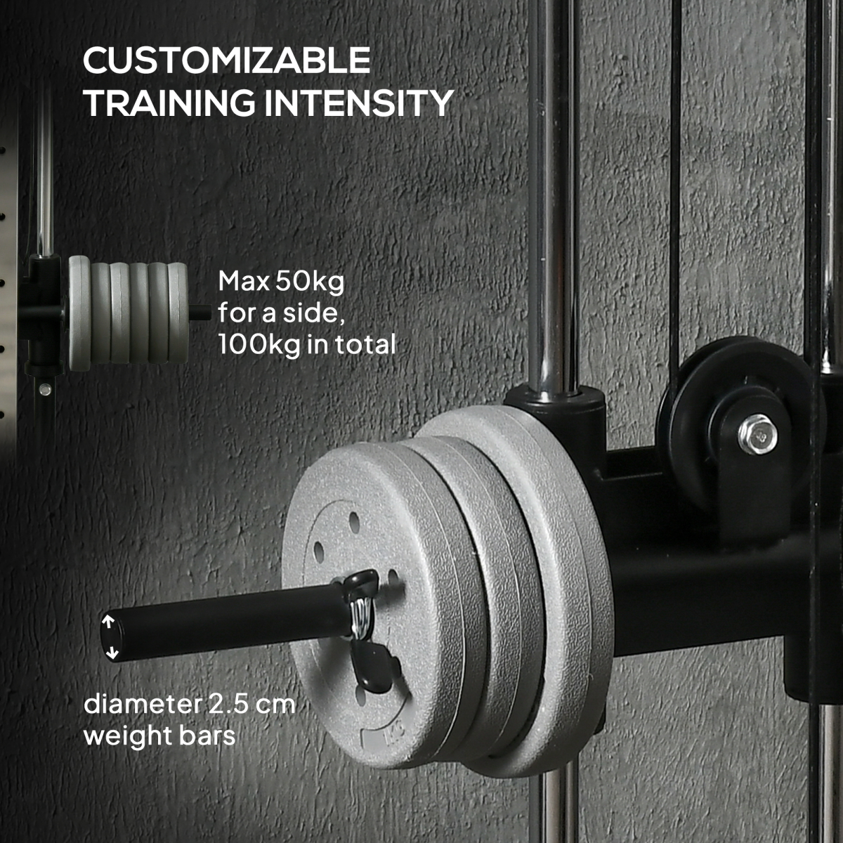 SPORTNOW Wall Mount Cable Station, 15-Position Dual Pulleys, Steel Black