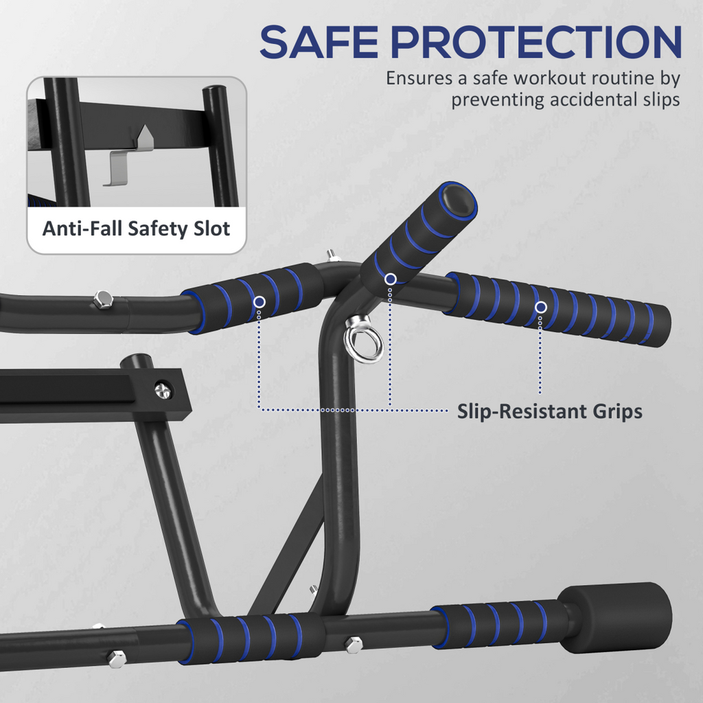 SPORTNOW Multi-Grip Pull Up Bar Chin Up Doorway Trainer, Non-Slip EVA, 150kg