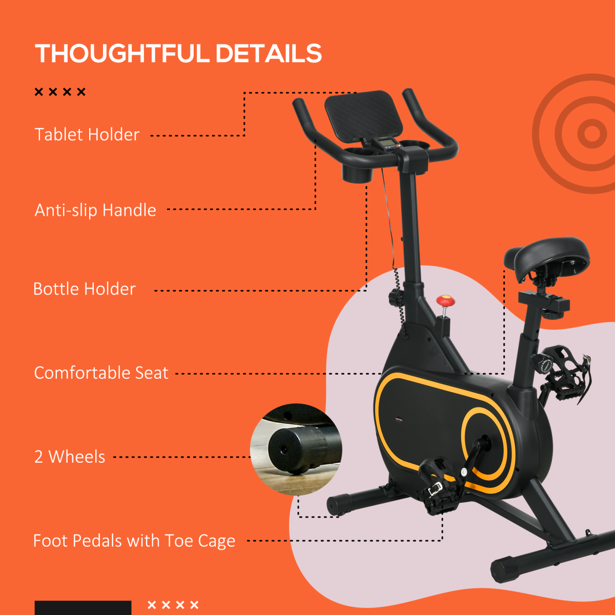 SPORTNOW Stationary Exercise Bike with LCD, 8 Levels, Adjustable Seat & Handlebar, Black
