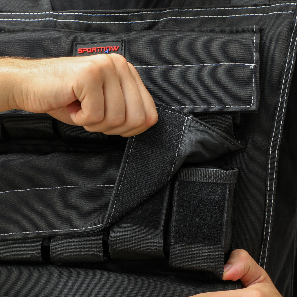 30KG Adjustable Weighted Vest w/30 Removable Metal Weight Bags, Black
