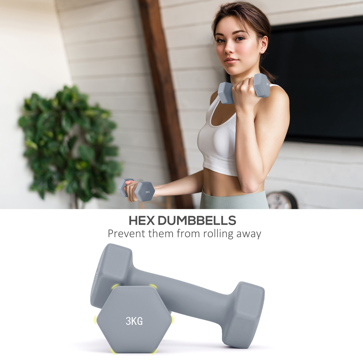 SPORTNOW Dumbbell Set 1/2/3kg with Storage Rack & Rotating Kettlebell Green