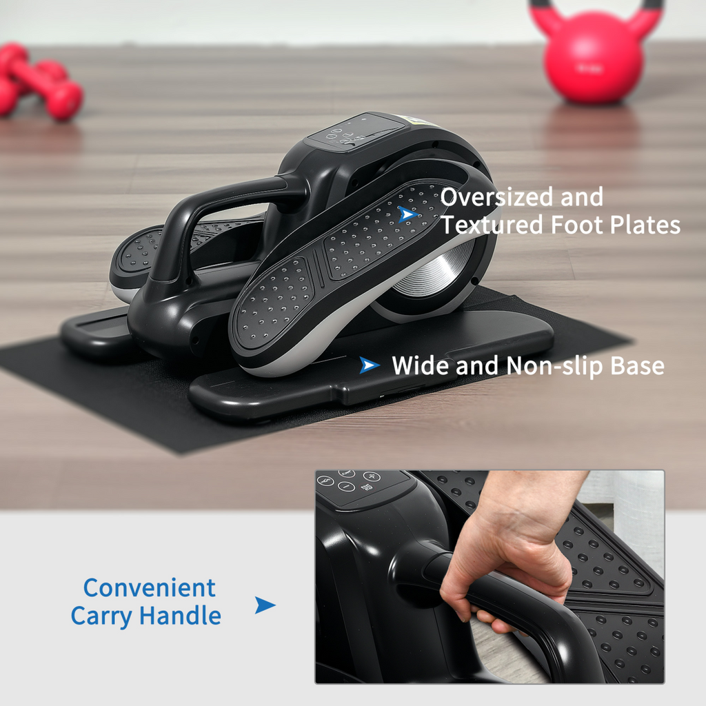 SPORTNOW Mini Seated Elliptical Trainer w/ Remote, LCD & 12 Programs (Black)