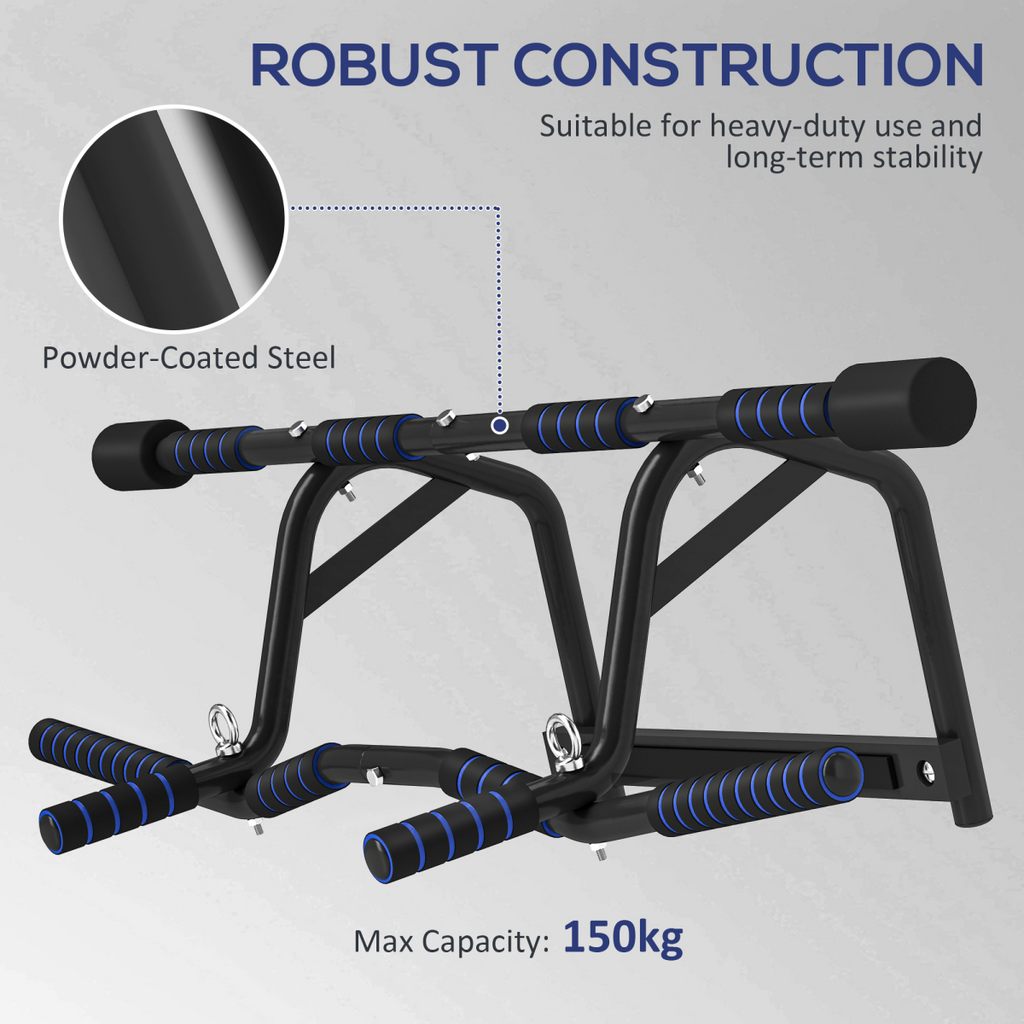 SPORTNOW Multi-Grip Pull Up Bar Chin Up Doorway Trainer, Non-Slip EVA, 150kg