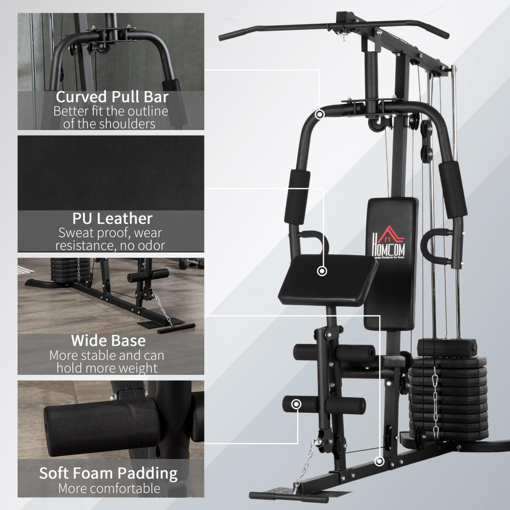 Multifunction Home Gym Machine with 45kg Weight Stack, for Full Body Workout