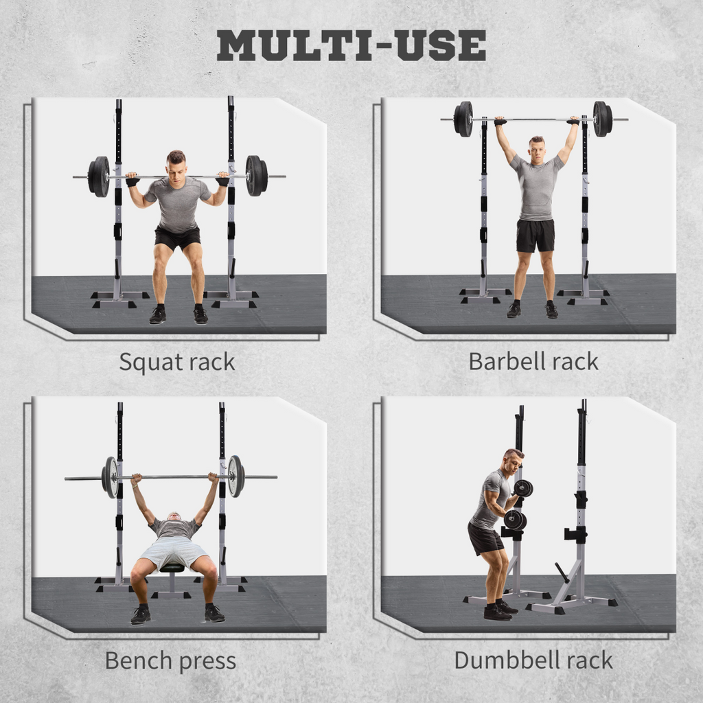 Adjust Pair of Barbell Squat Racks Stand Weight Lifting Bench Press Gym HOMCOM