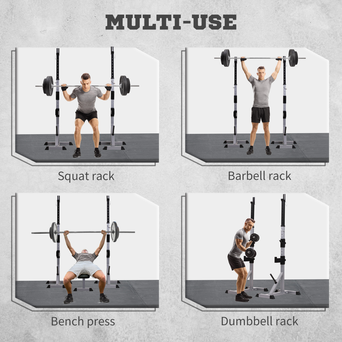 Adjust Pair of Barbell Squat Racks Stand Weight Lifting Bench Press Gym HOMCOM