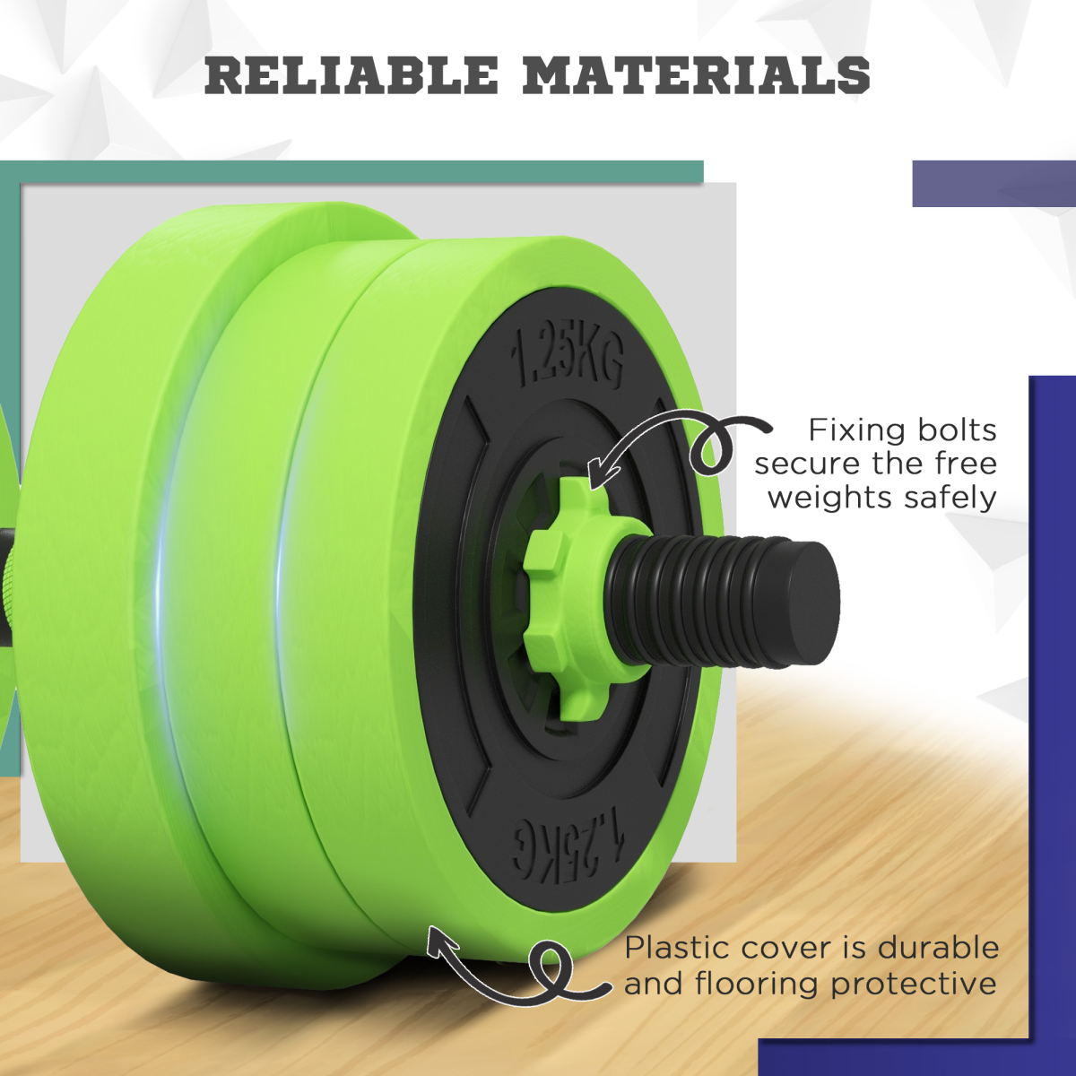 4-in-1 20kg Weight Dumbbells Set (Green) Barbell & Kettlebell with Push-Up Stand