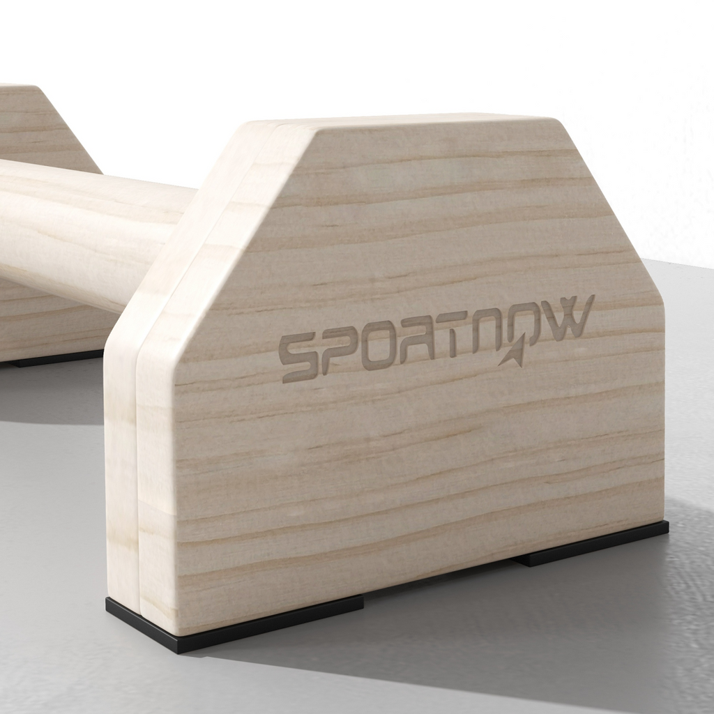 SPORTNOW Wooden Parallettes Push Up Bars Calisthenics Equipment for Home Gym