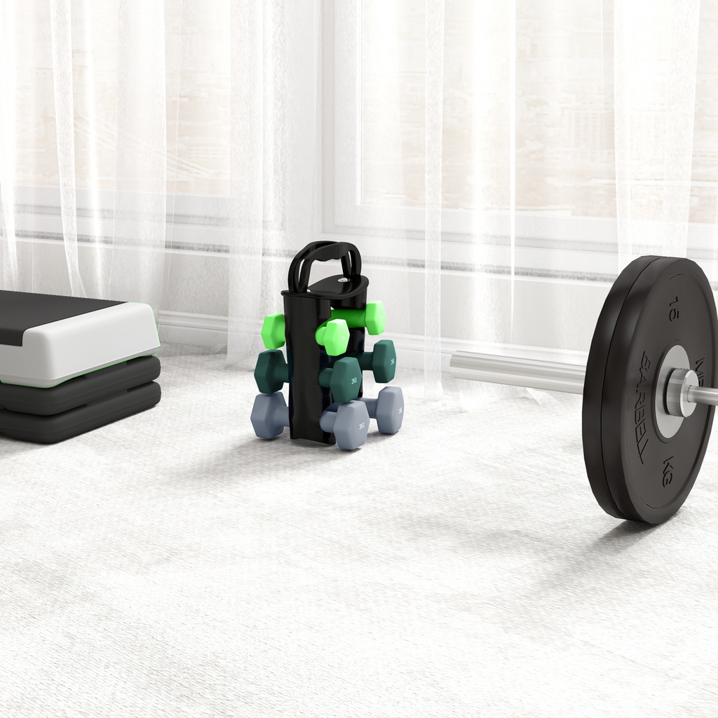 SPORTNOW Dumbbell Set 1/2/3kg with Storage Rack & Rotating Kettlebell Green