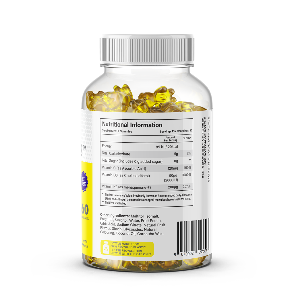 Immunity Gummies with Vitamin C, D3 & K2 - Sugar-Free, Halal, UK-1
