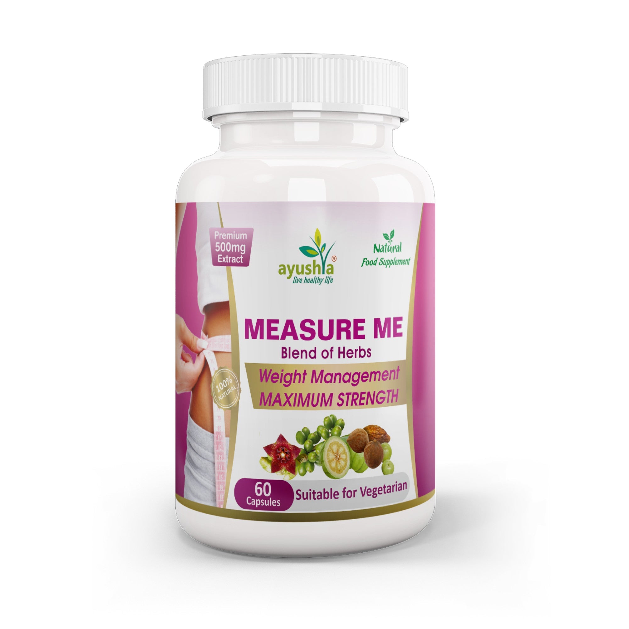 Ayushya Measure Me Capsules (Metabolism Blend) Active Lifestyle & Healthy Weight Support - Vegan, Gluten Free, Non-GMO, 60 Capsules-0