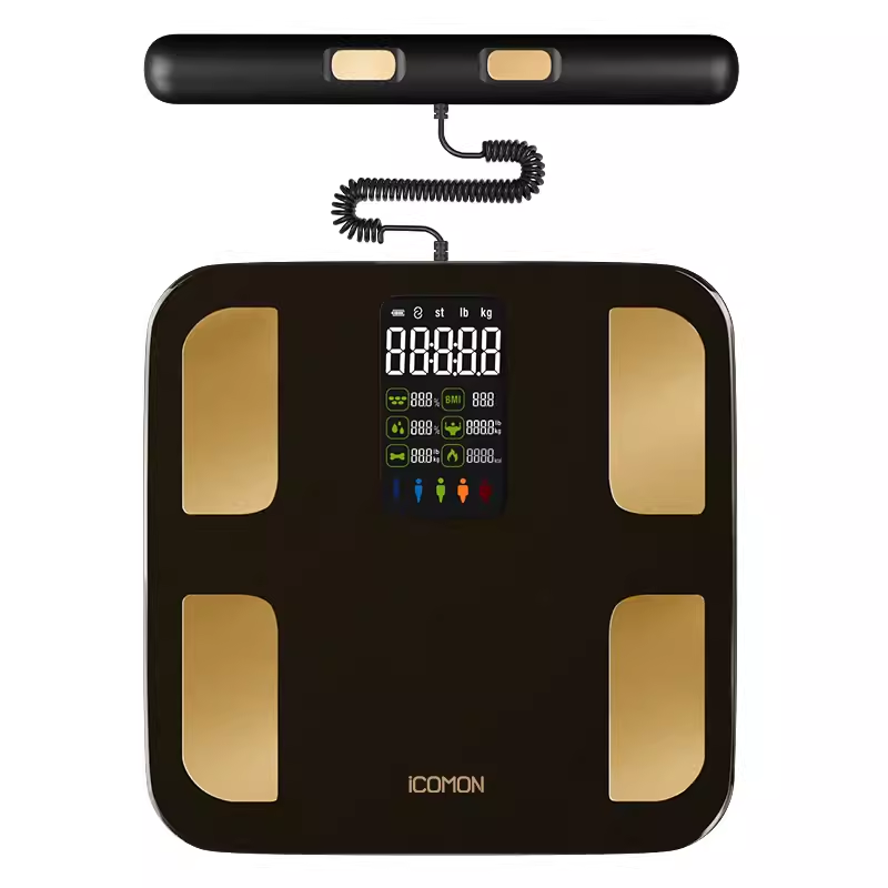 Eight-Electrode Body Fat Scale With Free Smart Skipping Rope - Dark Night Black-0