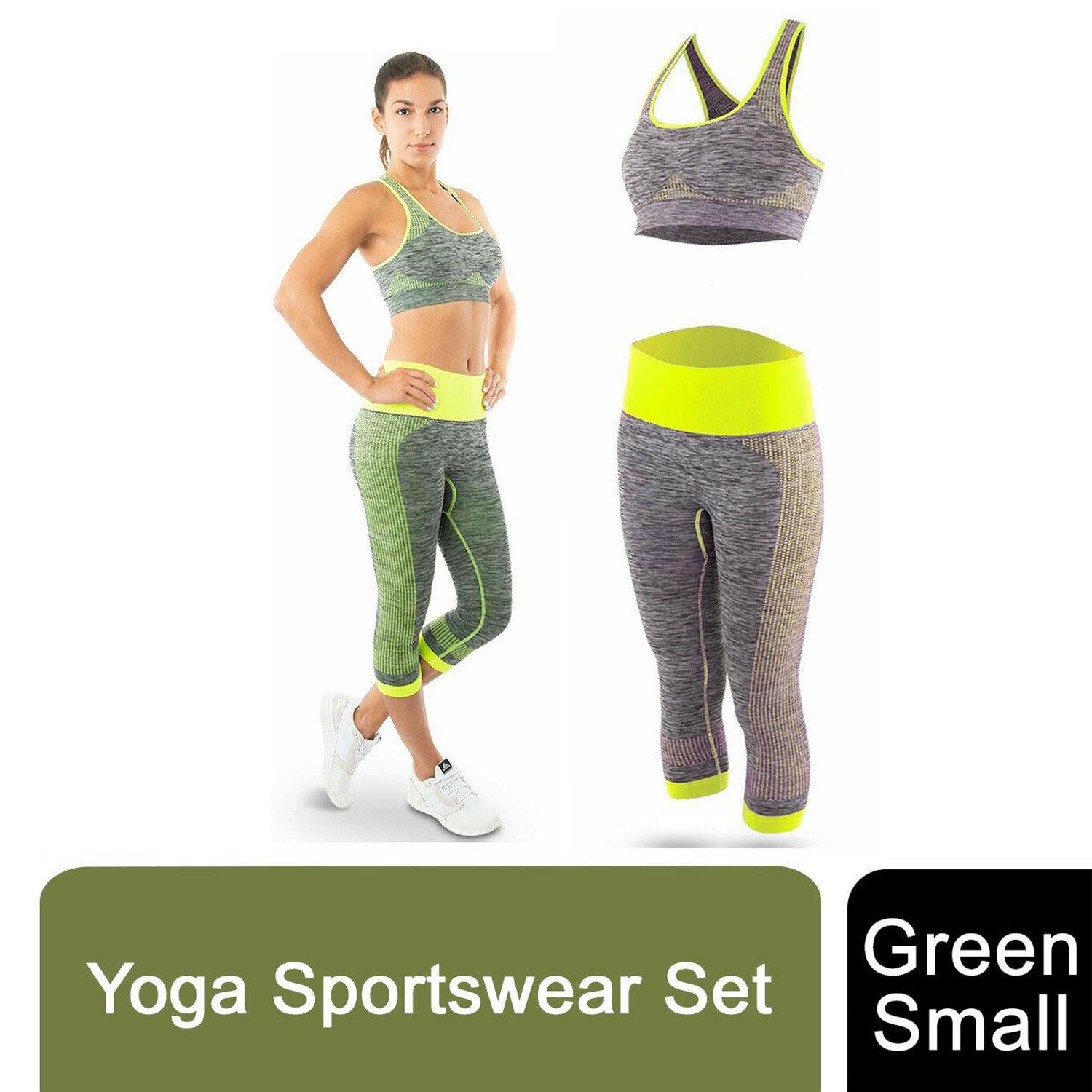 Aquarius Fitness Women’s Yoga Sportswear Set, Green (Small)