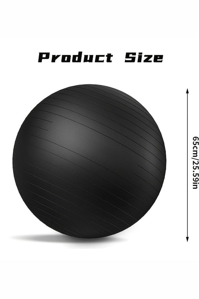 Heavy-Duty Explosion-Proof Yoga Ball with Air Plug and Pump(Black)-1