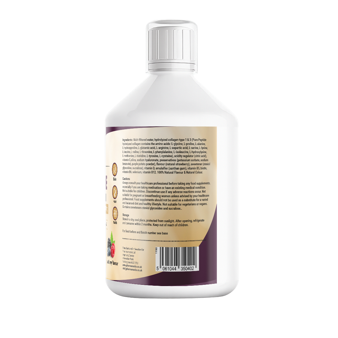 Halal Bovine Collagen Liquid Supplement, 10000mg, Natural Berry Flavour, 500ml