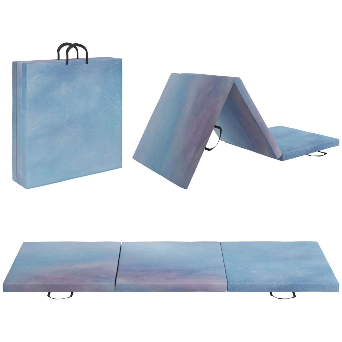 HOMCOM 6FT Foldable Gymnastics Mat, Tri-Fold 2" Thick Crash Pad, Blue