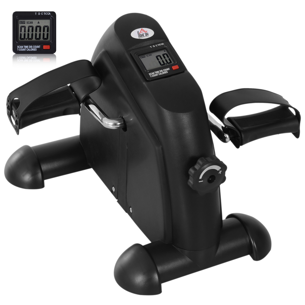 HOMCOM Mini Portable Exercise Bike – Manual Pedal Machine with LCD Monitor, Black
