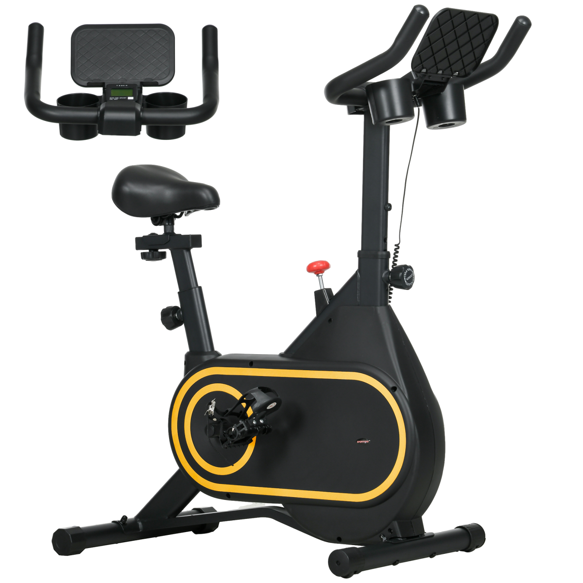 SPORTNOW Stationary Exercise Bike with LCD, 8 Levels, Adjustable Seat & Handlebar, Black