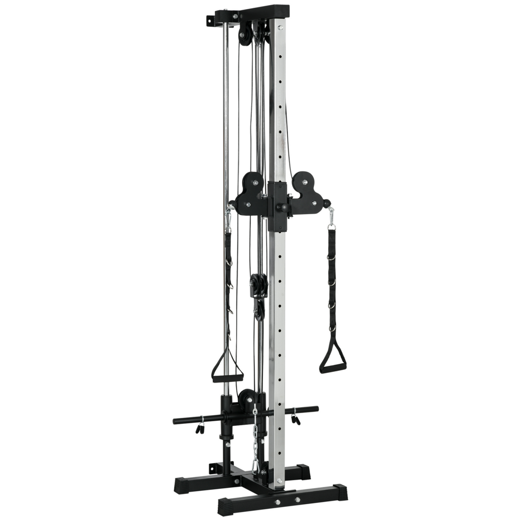 SPORTNOW Wall Mount Cable Station, 15-Position Dual Pulleys, Steel Black